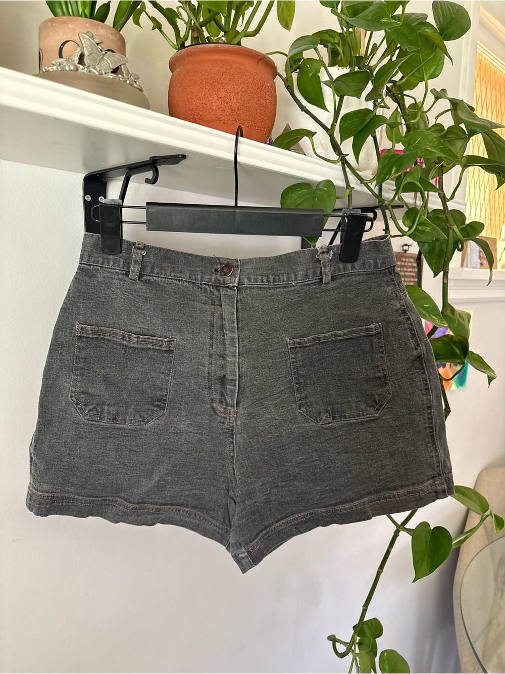 Gray Women's High-Waist Denim Shorts